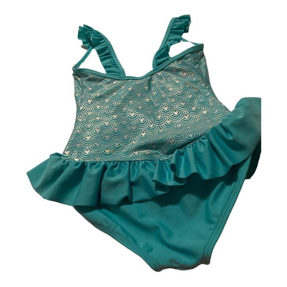 Cat & Jack Turquoise Blue Girls Size Medium M Plus Bathing Suit - Picture 2 of 5